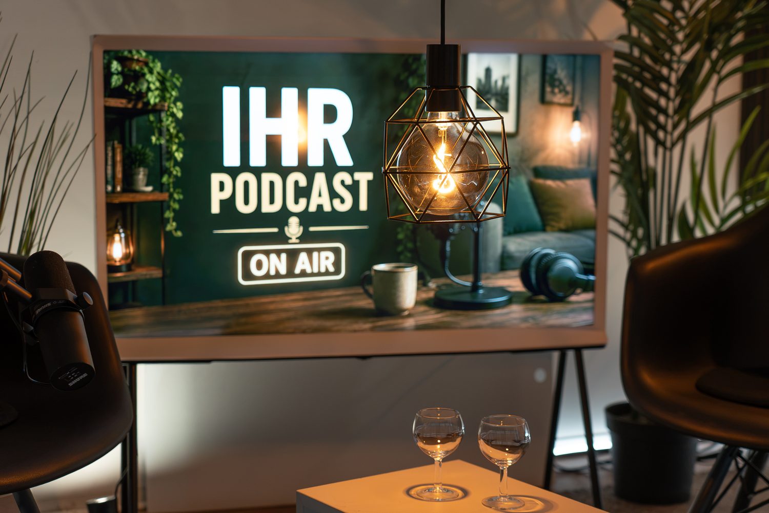 Interviewecke mit Sesseln im Podcastraum